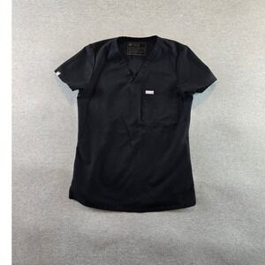 Figs Scrub Top Womens XXS Black Catarina 1 Pocket Stretch V Neck Medical FW1000